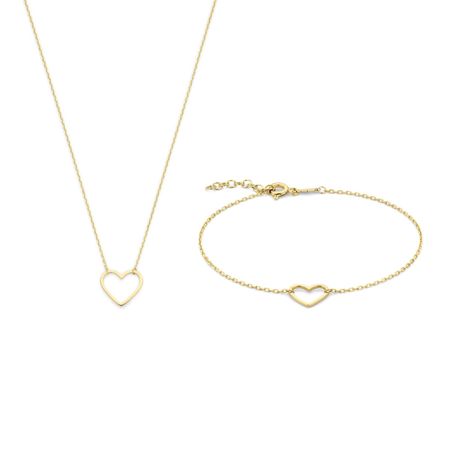 Regalo d'Amore 9 karat gold necklace and bracelet gift set with heart - Beloro jewels