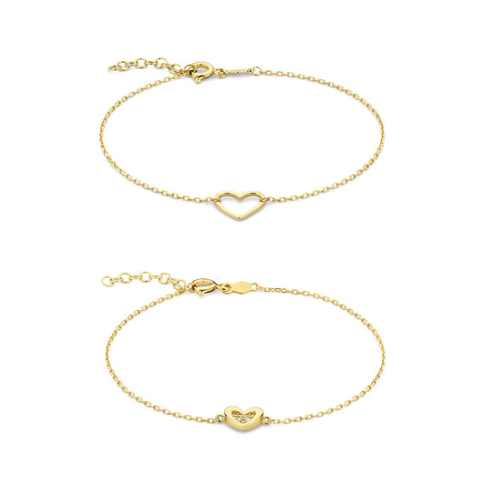 Regalo d'Amore 9 karat gold bracelet gift set with heart - Beloro jewels