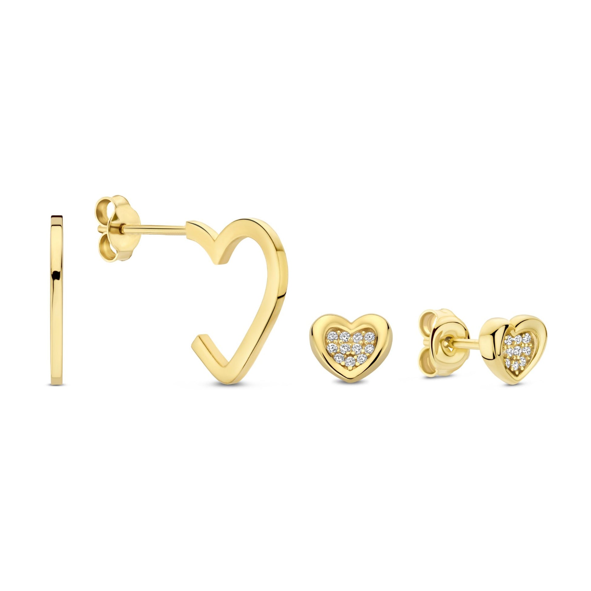 Regalo d'Amore 9 karat gold earring set with heart - Beloro jewels