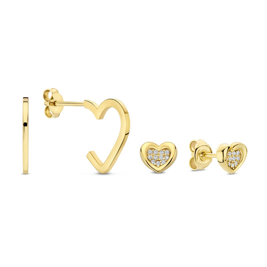 Regalo d'Amore 9 karat gold earring set with heart - Beloro jewels