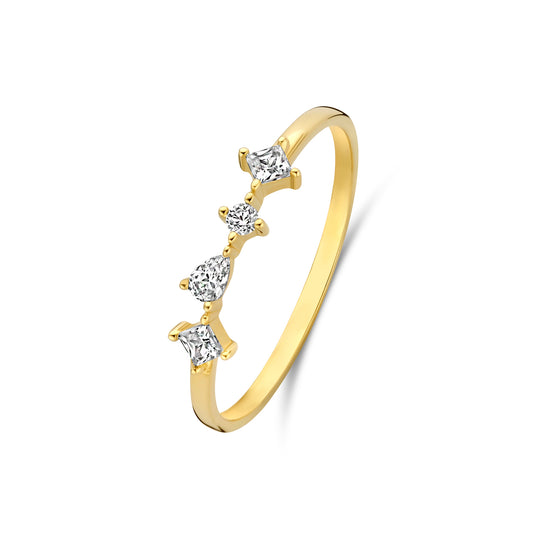 Monte Napoleone Mea 9 karat gold ring with zirconia - Beloro jewels