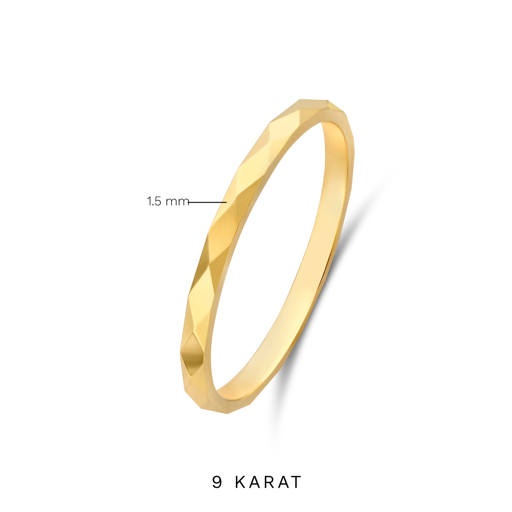 Quadrilatero d'Ora Marina 9 karat gold ring with diamond cut - Beloro jewels