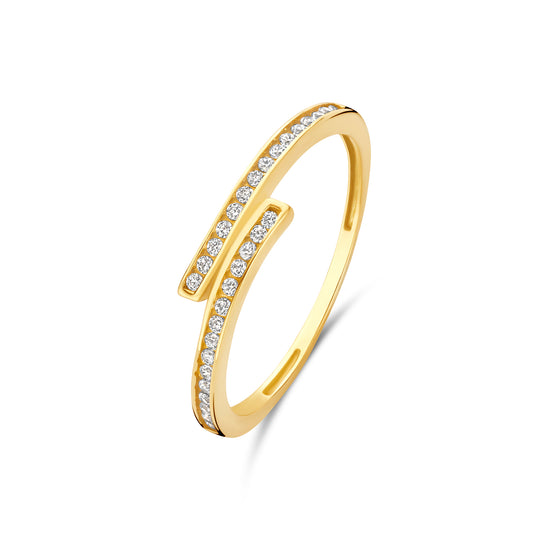 Monte Napoleone Marina 9 karat gold ring with zirconia stones - Beloro jewels