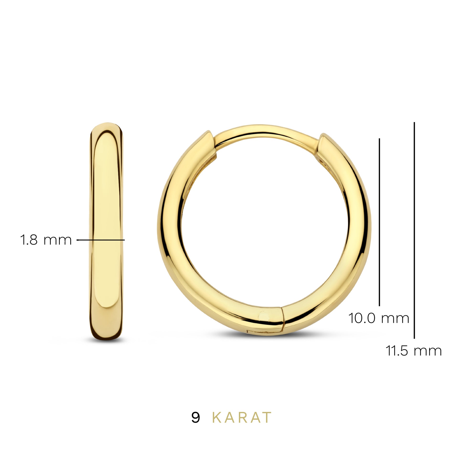 Regalo d'Amore 9 karat gold hoop earrings gift set - Beloro jewels