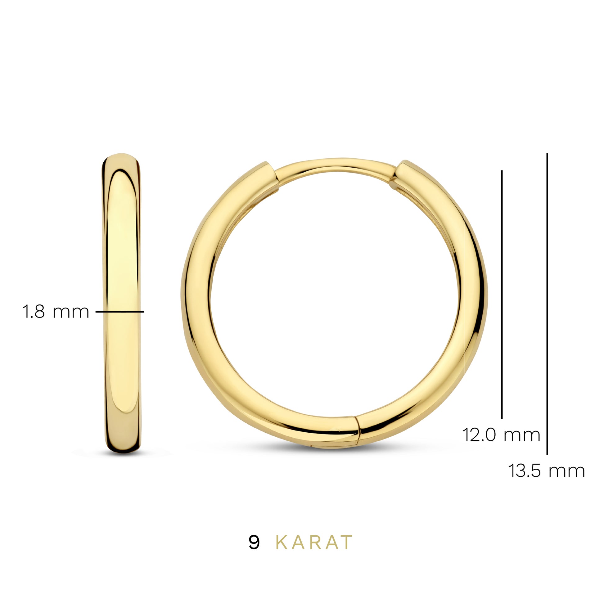 Regalo d'Amore 9 karat gold hoop earrings gift set - Beloro jewels