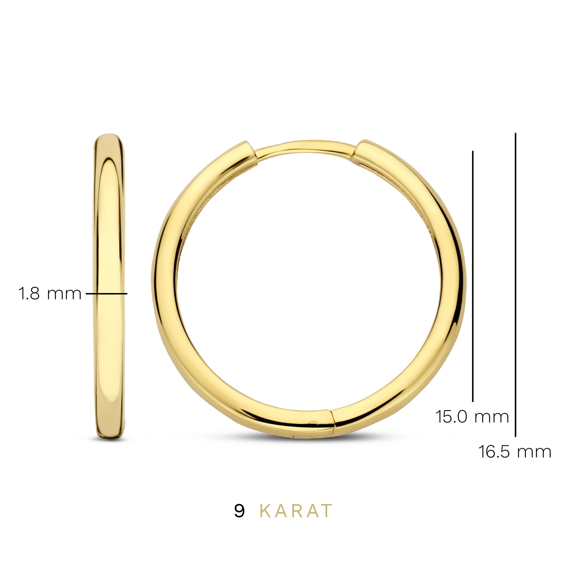 Regalo d'Amore 9 karaat gold hoop earrings gift set - Beloro jewels