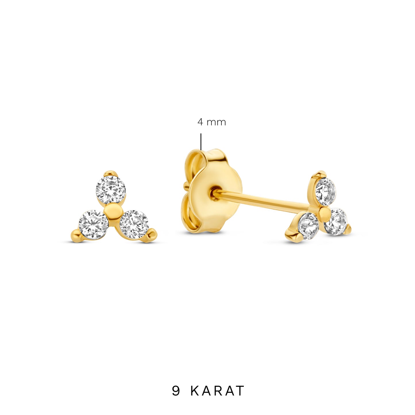 Monte Napoleone Mea 9 karat gold ear studs with zirconia stones - Beloro jewels