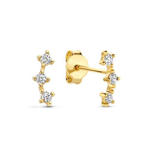 Monte Napoleone Mea 9 karat gold ear studs with zirconia - Beloro jewels