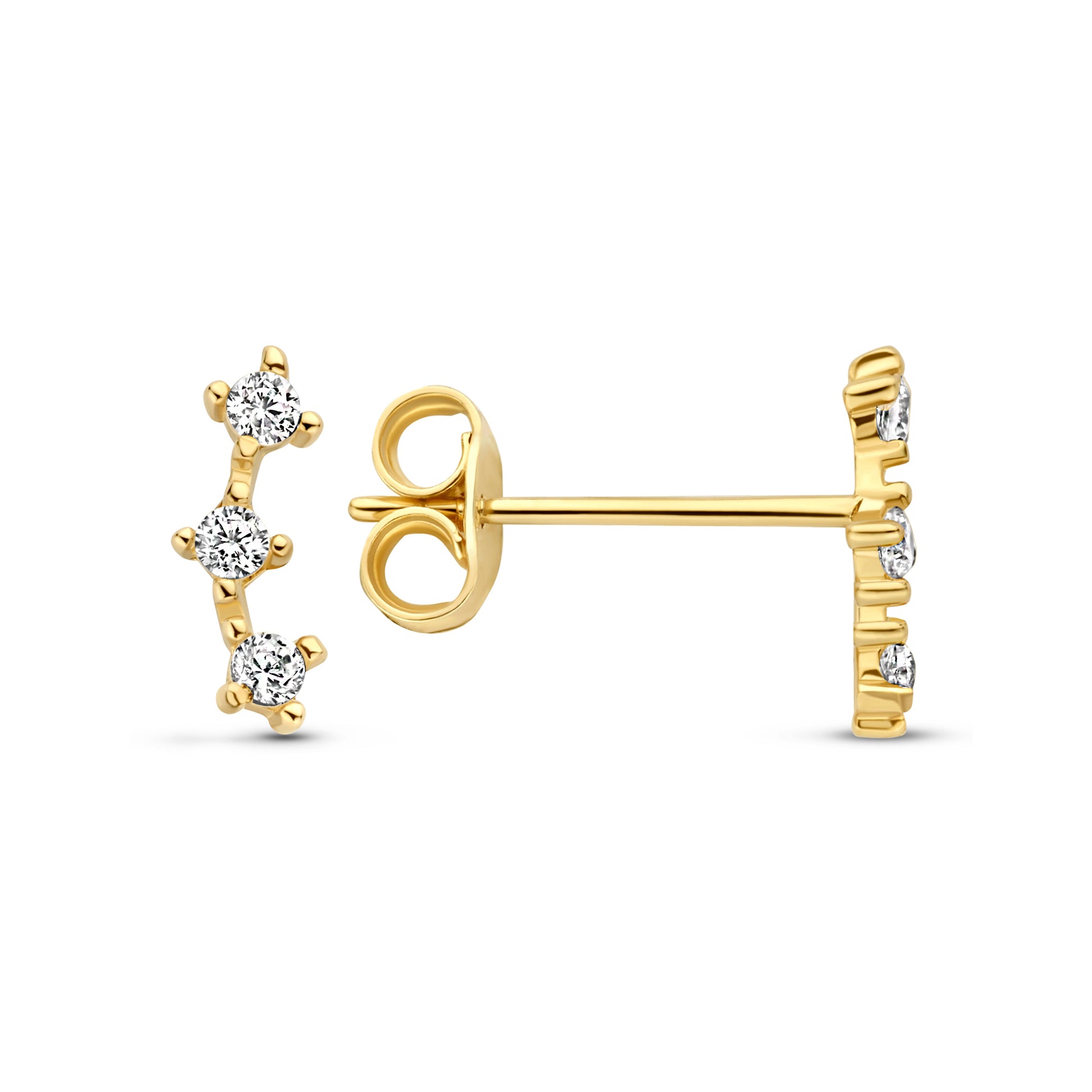 Monte Napoleone Mea 9 karat gold ear studs with zirconia stones - Beloro jewels