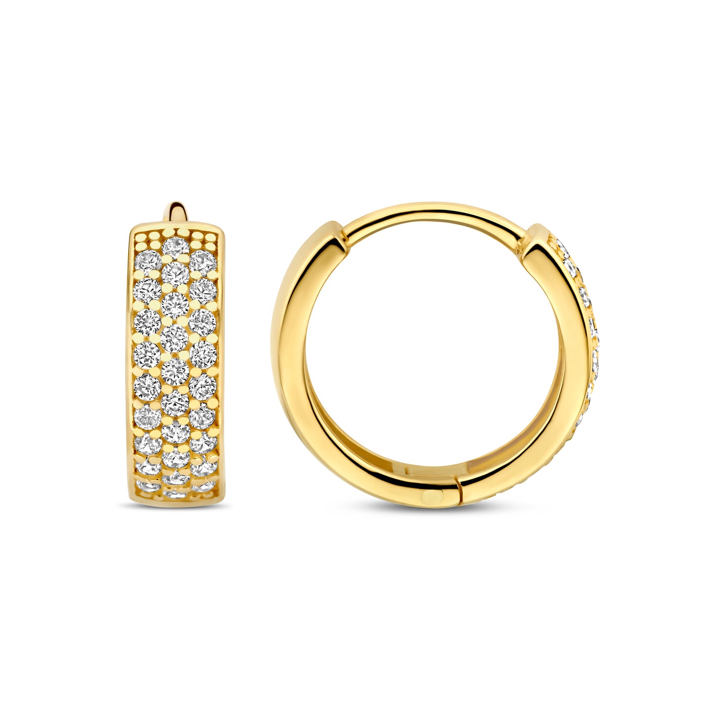 Monte Napoleone Stella 9 karat gold hoop earrings with zirconia (9 mm) - Beloro jewels