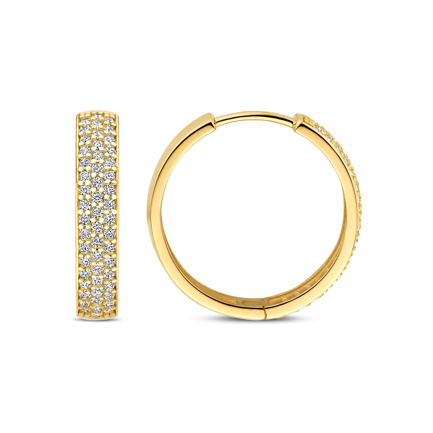 Monte Napoleone Stella 9 karat gold hoop earrings with zirconia (15 mm) - Beloro jewels