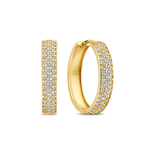 Monte Napoleone Stella 9 karat gold hoop earrings with zirconia (15 mm) - Beloro jewels