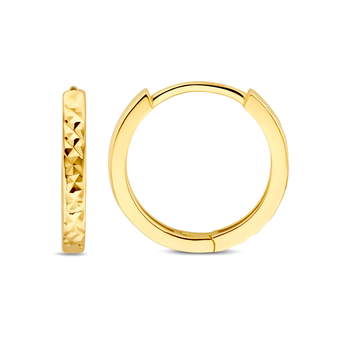 Quadrilatero d'Ora Andria 9 karat gold hoop earrings with diamond cut (12 mm) - Beloro jewels