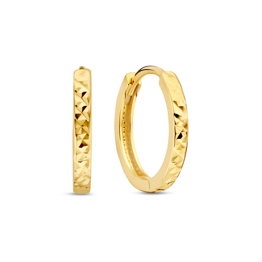 Quadrilatero d'Ora Andria 9 karat gold hoop earrings with diamond cut (12 mm) - Beloro jewels