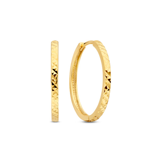 Quadrilatero d'Ora Andria 9 karat gold hoop earrings with diamond cut (20 mm) - Beloro jewels