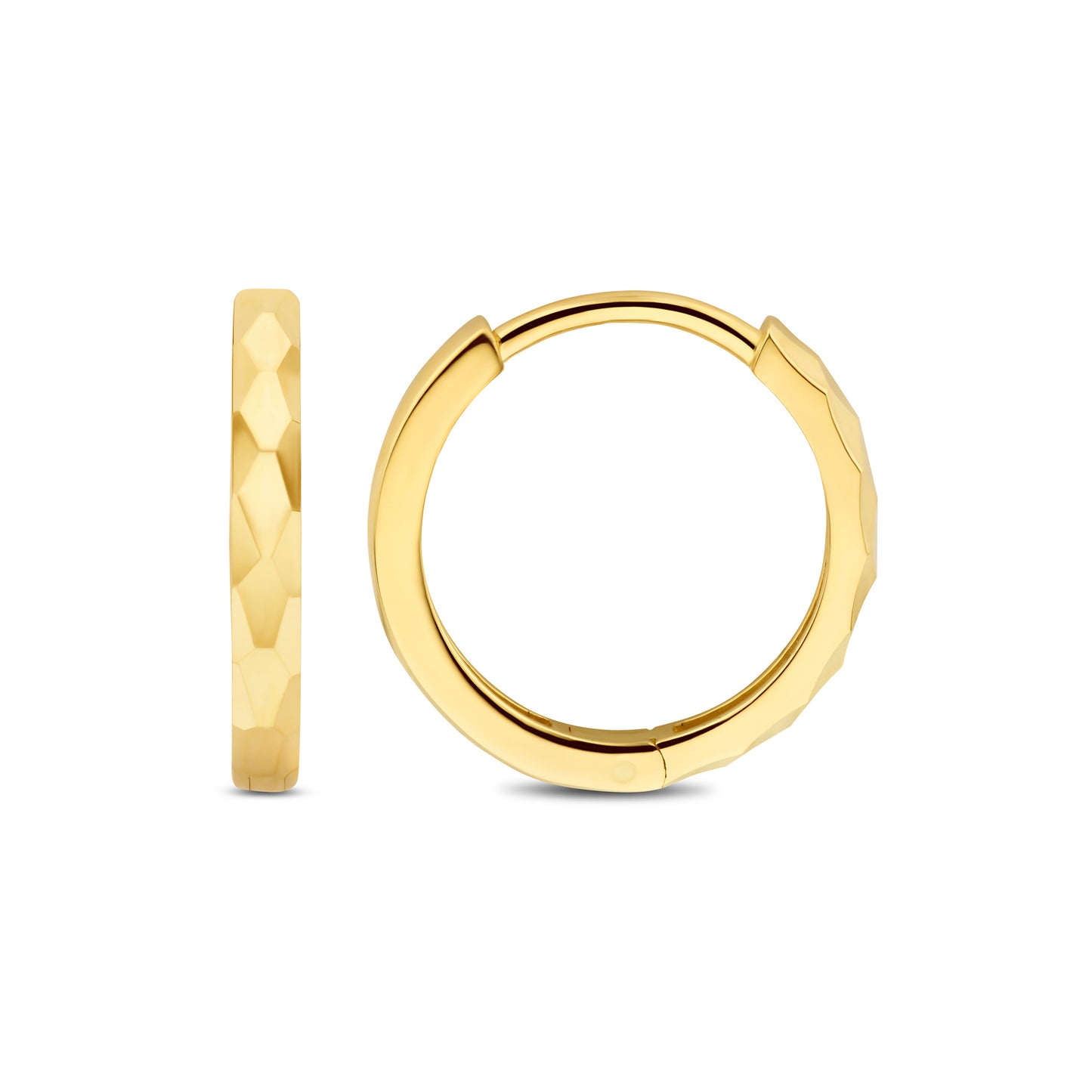 Quadrilatero d'Ora Marina 9 karat gold hoop earrings with diamond cut (12 mm) - Beloro jewels