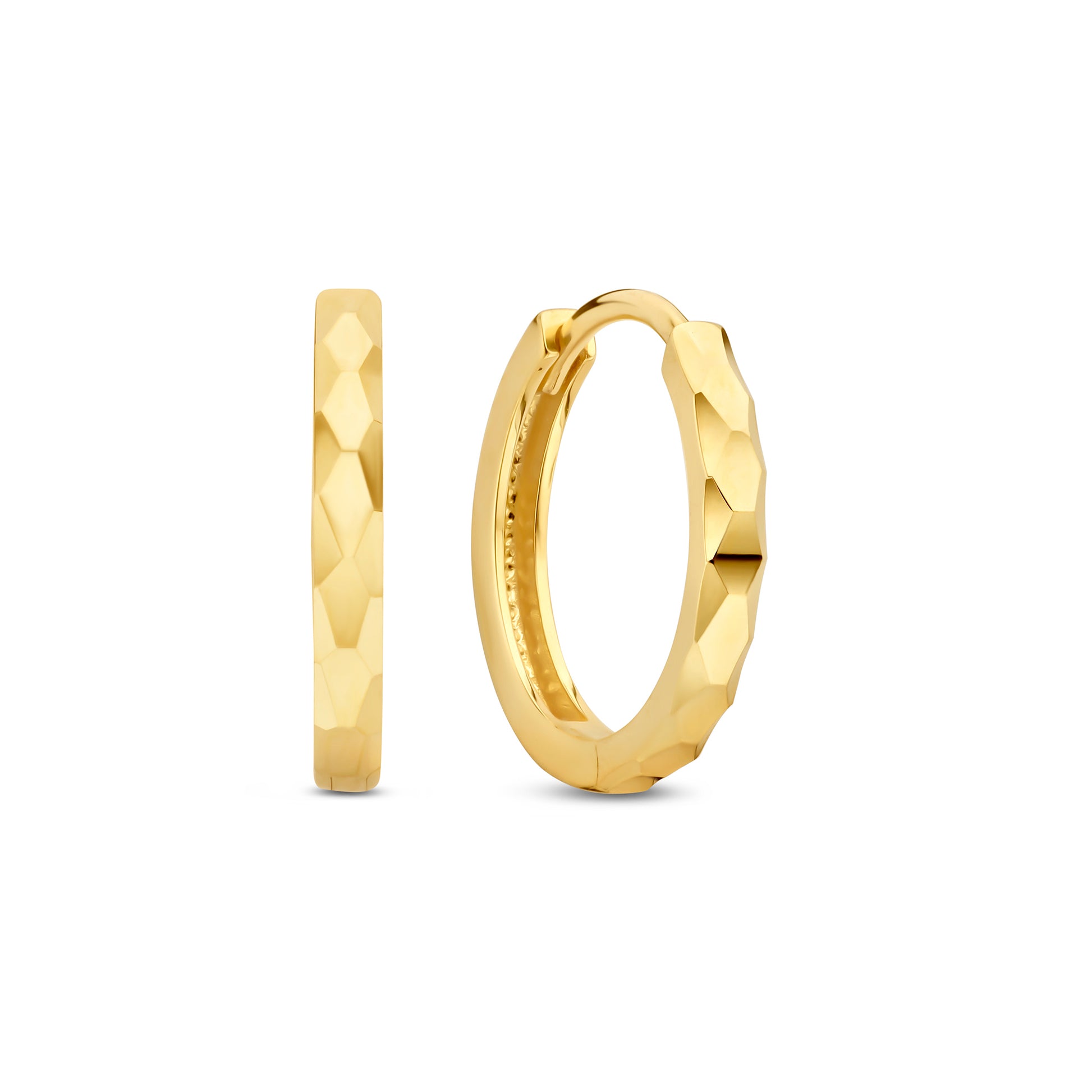 Quadrilatero d'Ora Marina 9 karat gold hoop earrings with diamond cut (12 mm) - Beloro jewels