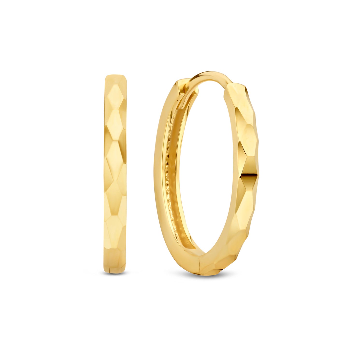 Quadrilatero d'Ora Marina 9 karat gold hoop earrings with diamond cut (20 mm) - Beloro jewels