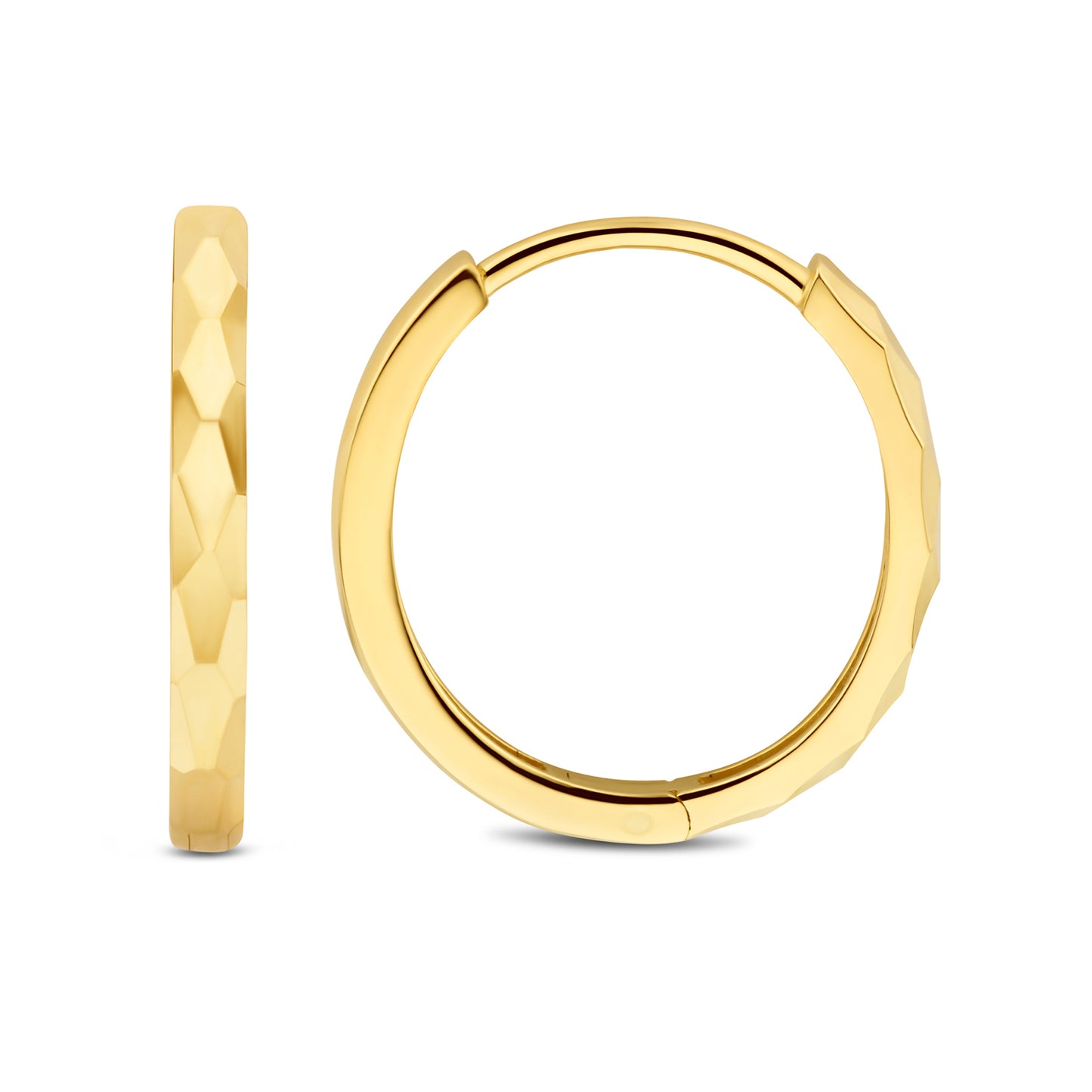 Quadrilatero d'Ora Marina 9 karat gold hoop earrings with diamond cut (20 mm) - Beloro jewels