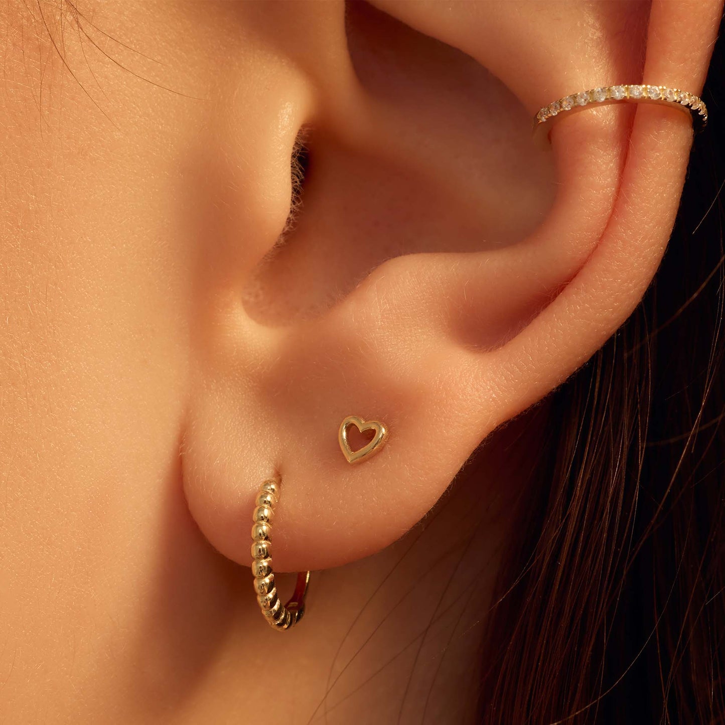 Della Spiga Giulia 9 karat gold ear studs with heart - Beloro jewels