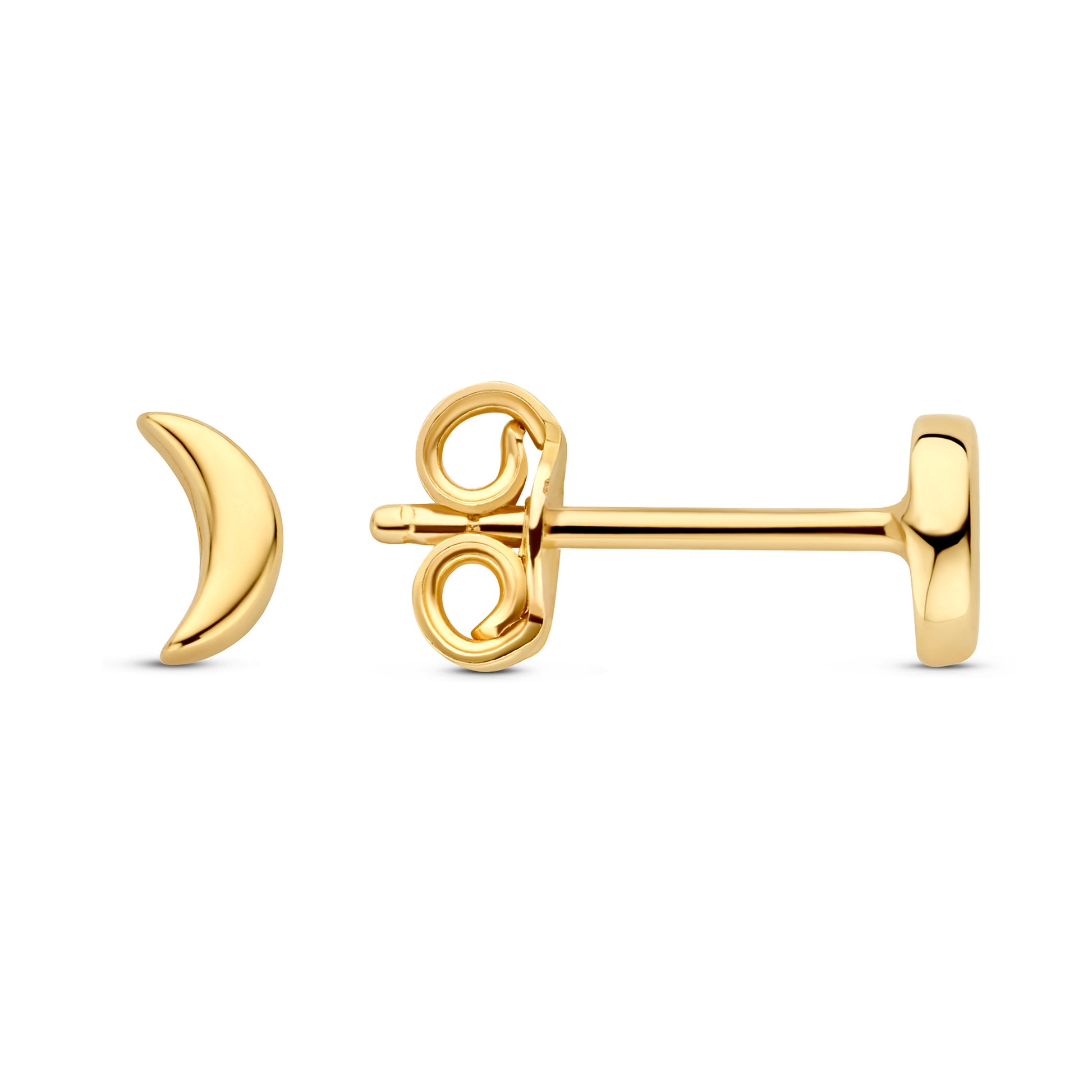 Della Spiga Ceri 9 karat gold ear studs with moon - Beloro jewels