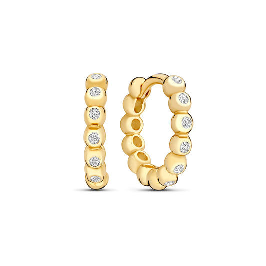 Monte Napoleone Elena 9 karat gold hoop earrings with zirconia stones (8,3 mm) - Beloro jewels