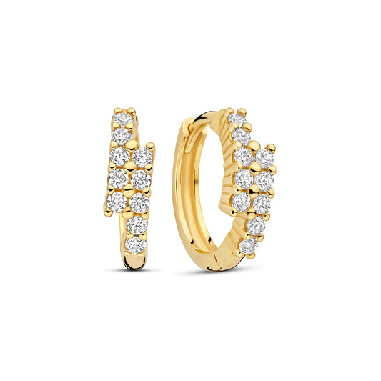 Monte Napoleone Joley 9 karat gold hoop earrings with zirconia stones (9,7 mm) - Beloro jewels