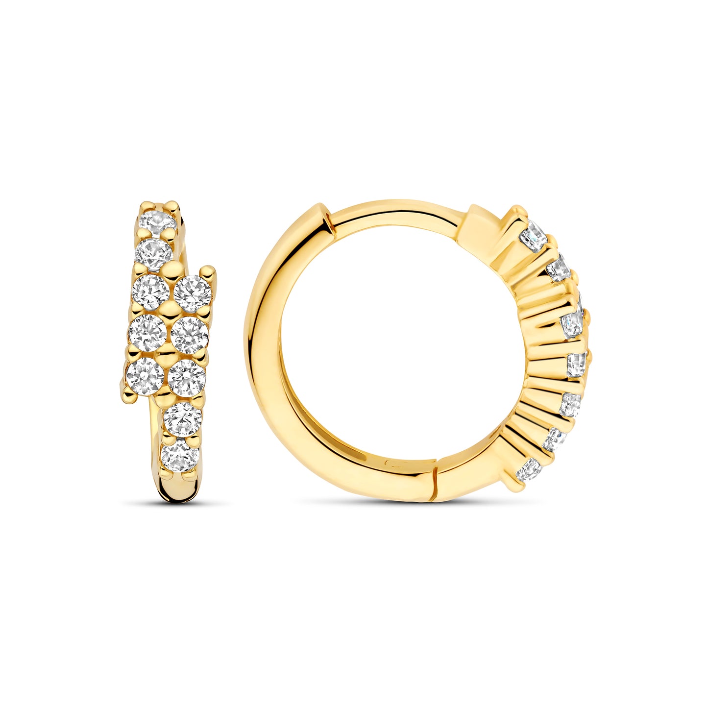 Monte Napoleone Joley 9 karat gold hoop earrings with zirconia stones (9,7 mm) - Beloro jewels