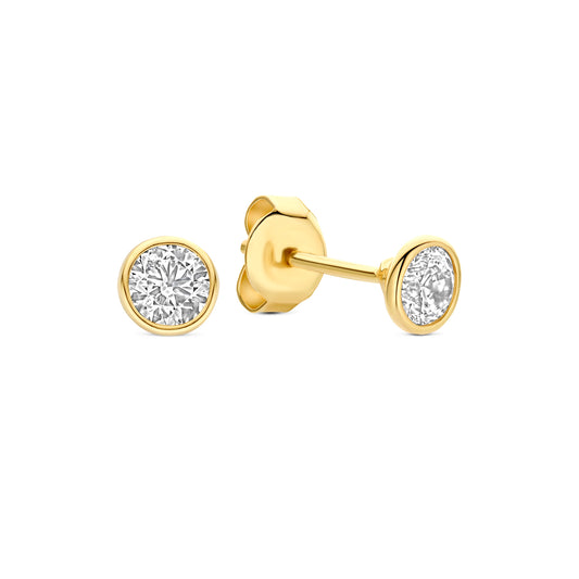 Monte Napoleone Celie 9 karat gold ear studs with zirconia stones - Beloro jewels