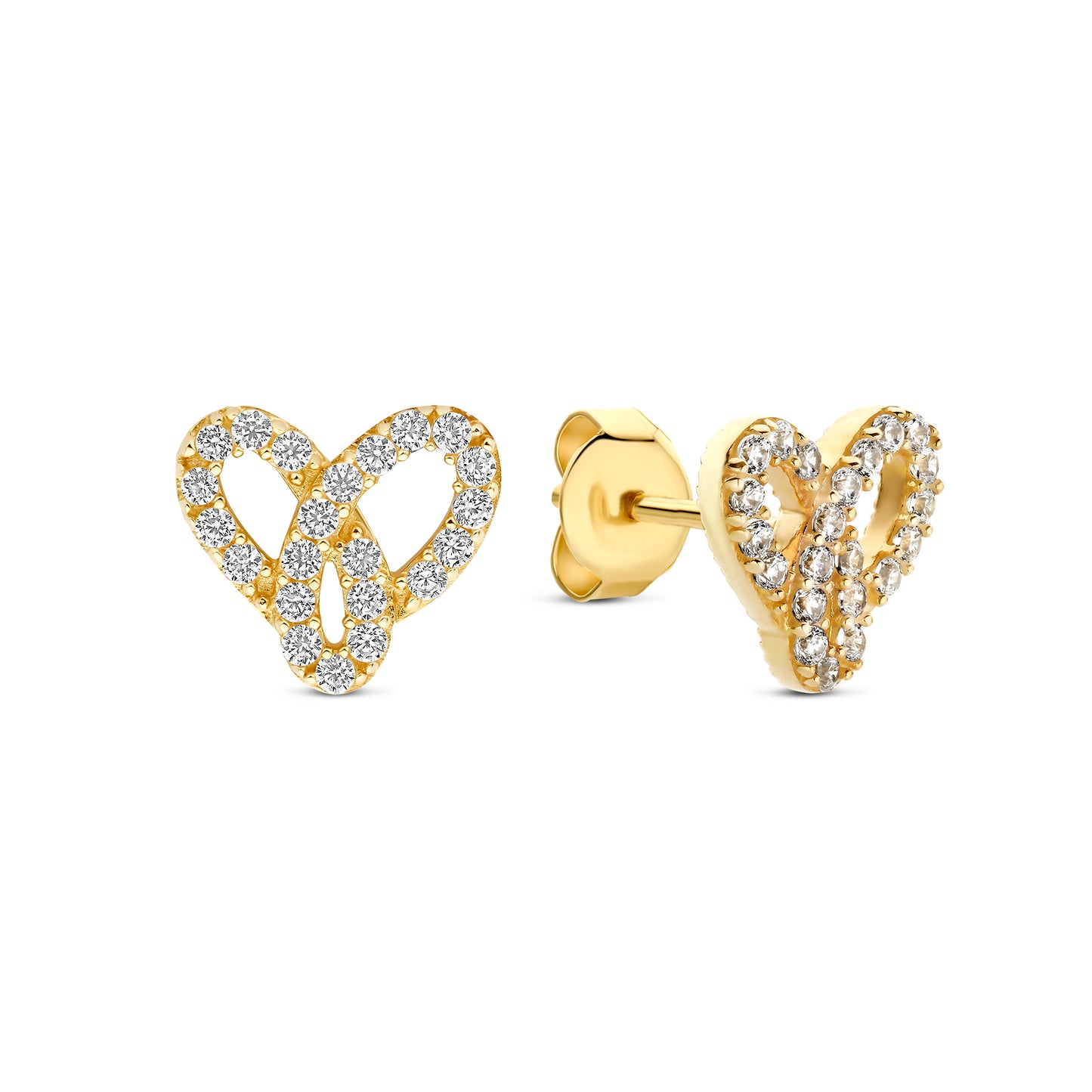 Monte Napoleone Dorothee 9 karat gold ear studs with zirconia stones - Beloro jewels