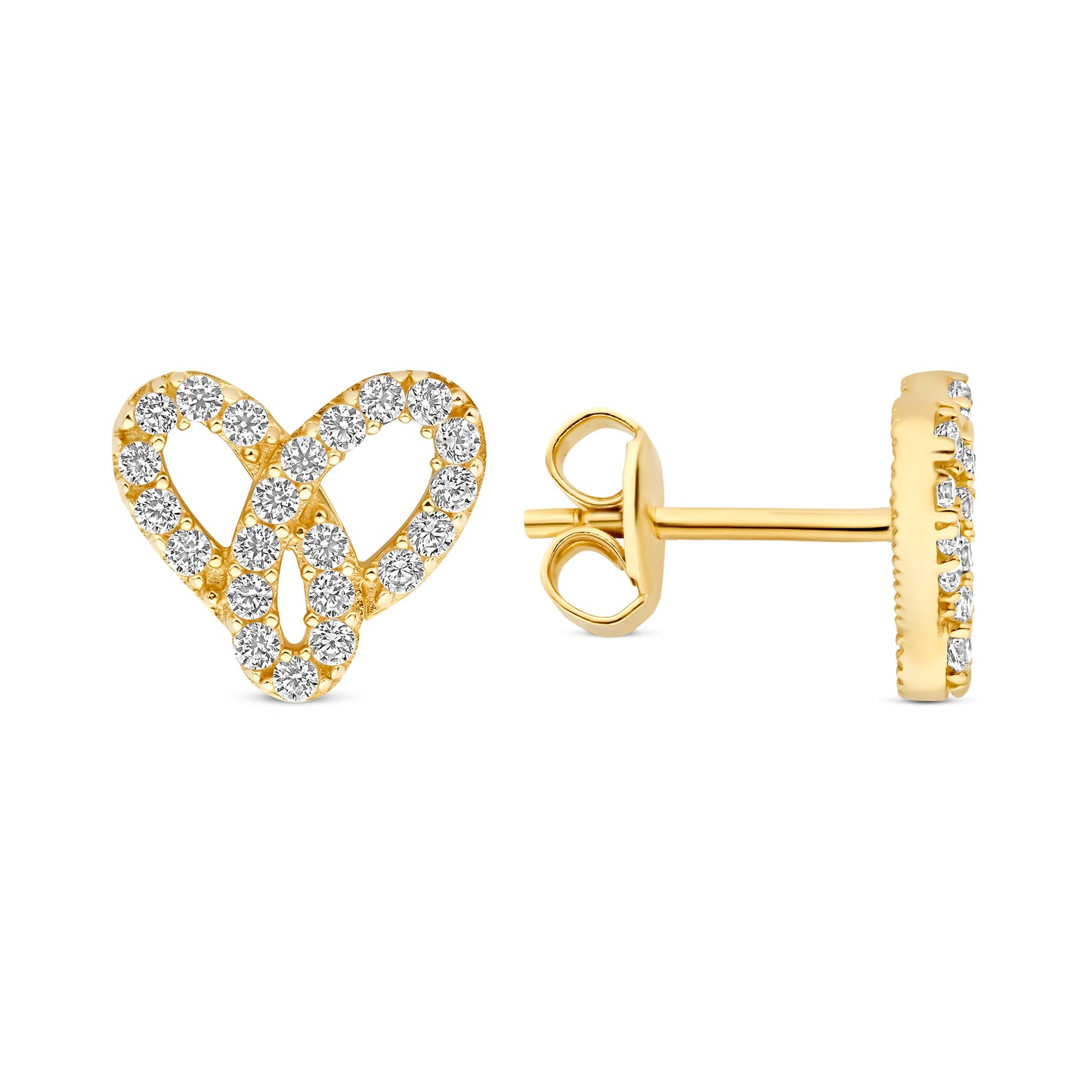 Monte Napoleone Dorothee 9 karat gold ear studs with zirconia stones - Beloro jewels