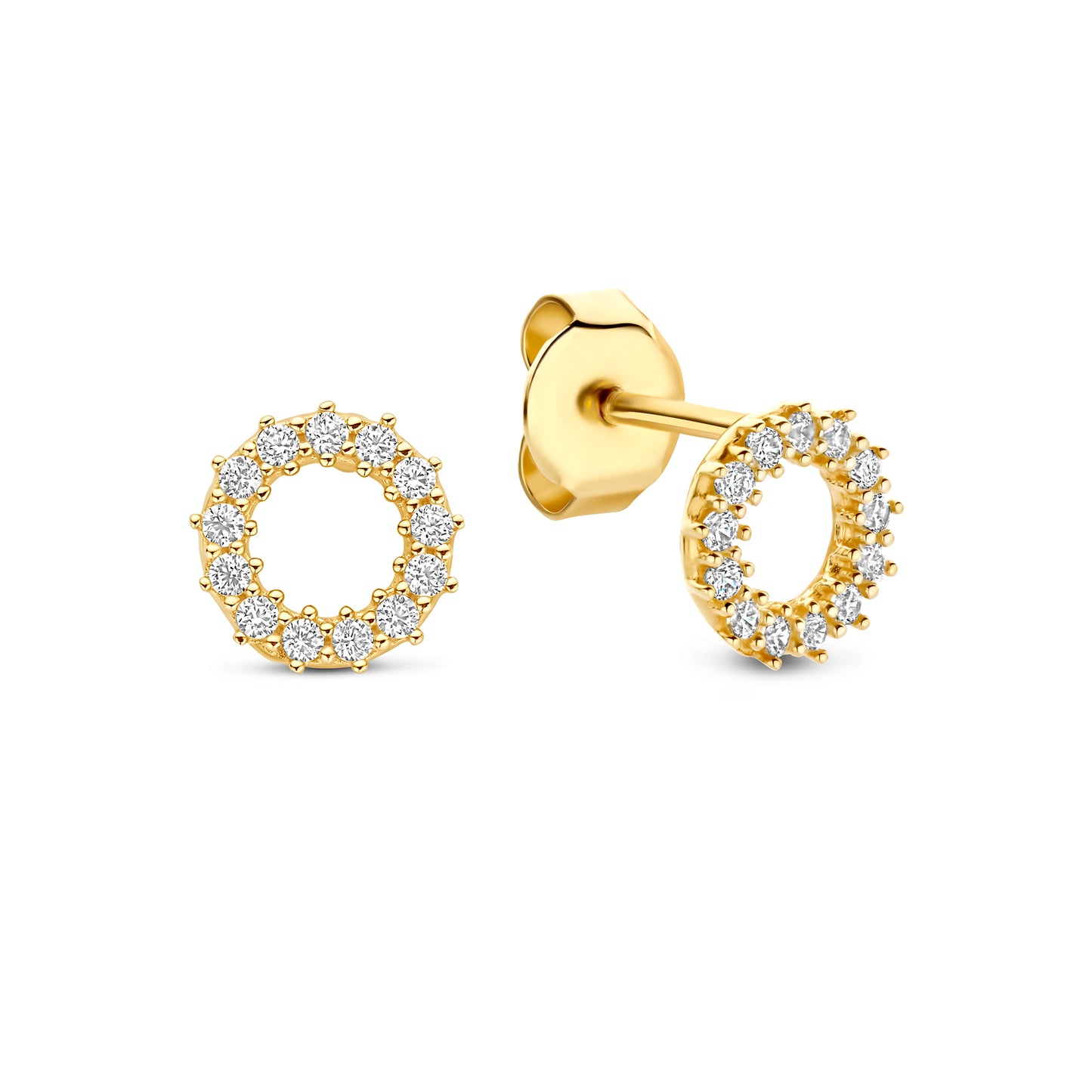 Monte Napoleone Ivet 9 karat gold ear studs with zirconia stones - Beloro jewels