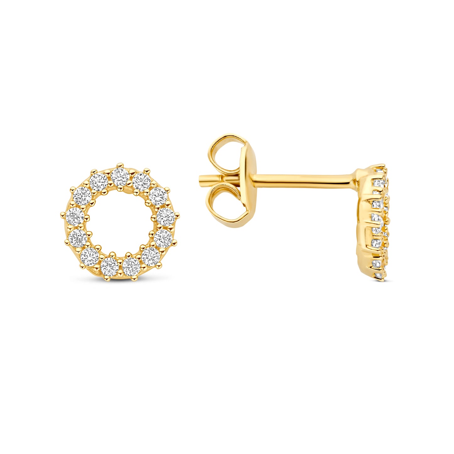 Monte Napoleone Ivet 9 karat gold ear studs with zirconia stones - Beloro jewels