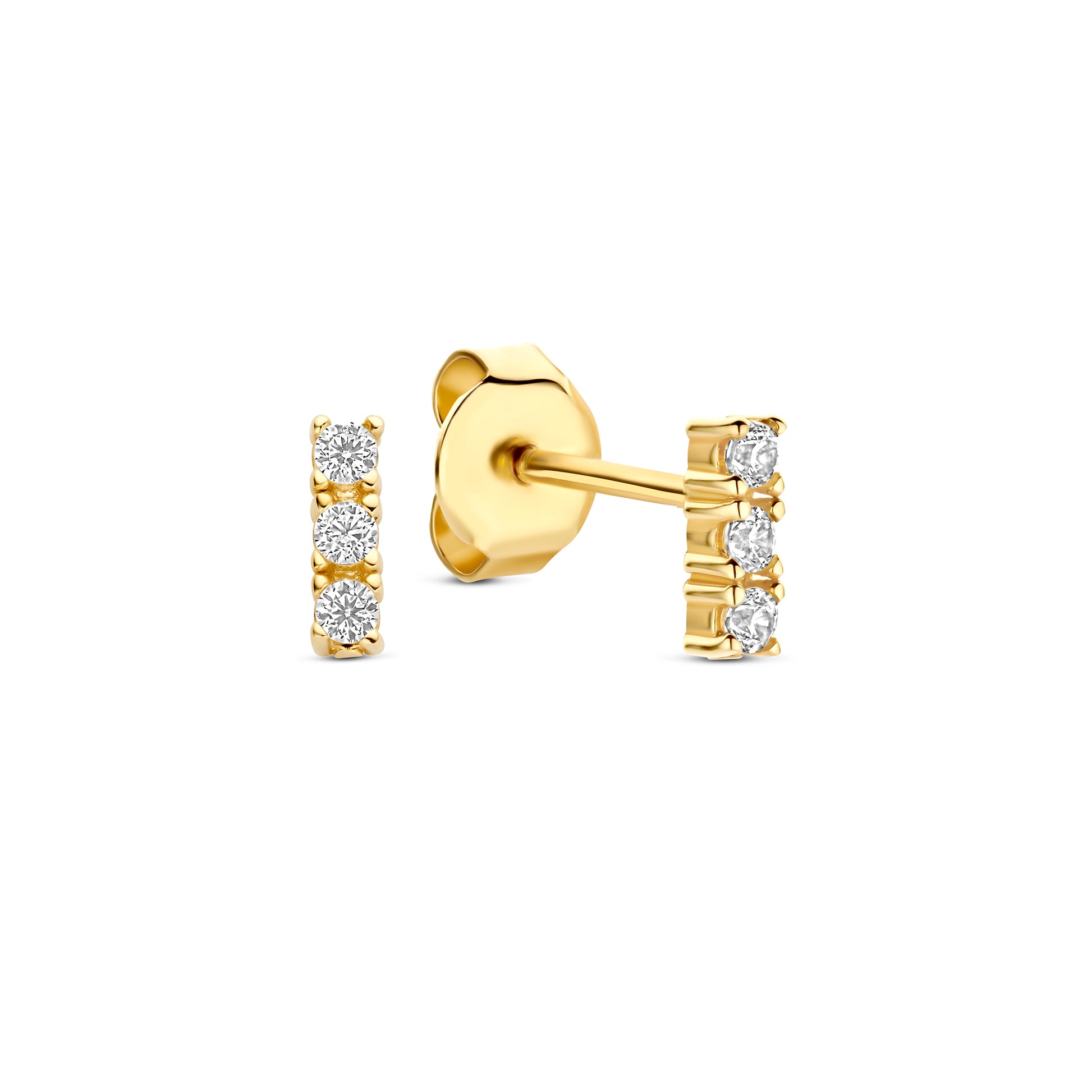 Monte Napoleone Liset 9 karat gold ear studs with zirconia stones - Beloro jewels