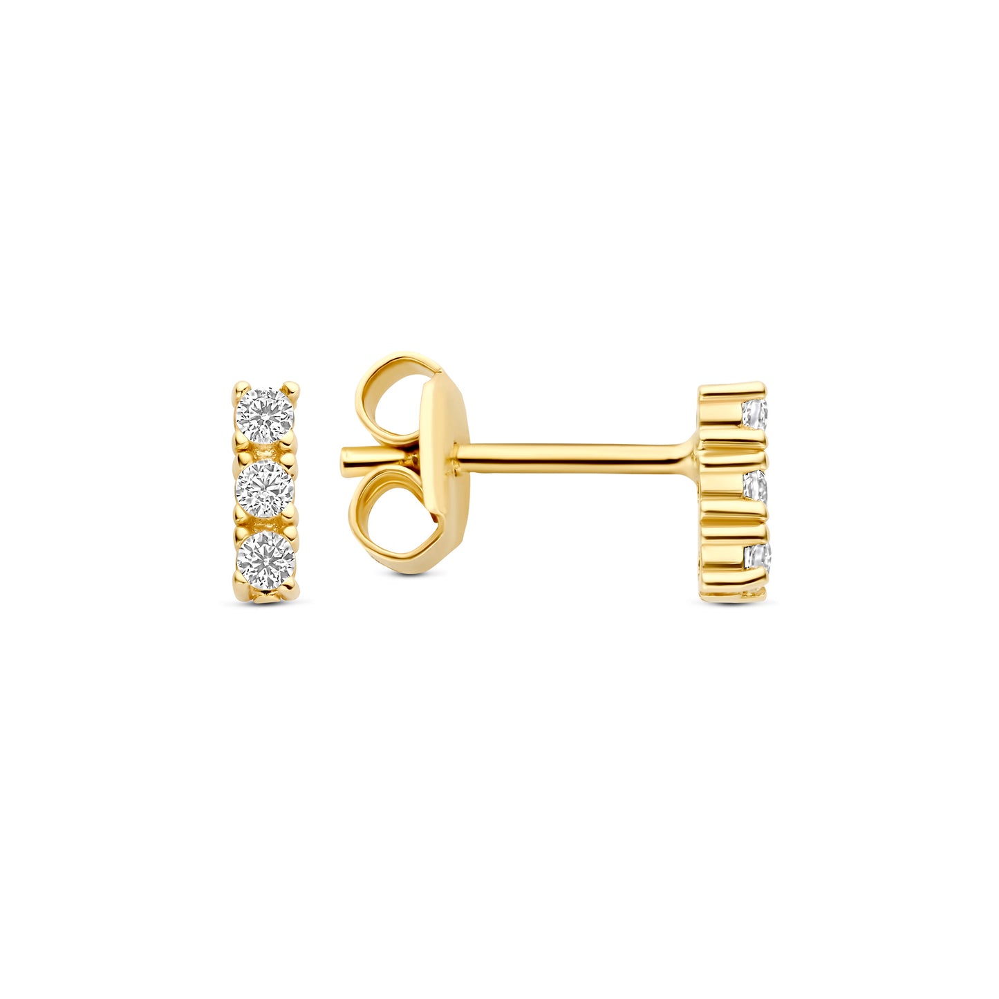 Monte Napoleone Liset 9 karat gold ear studs with zirconia stones - Beloro jewels