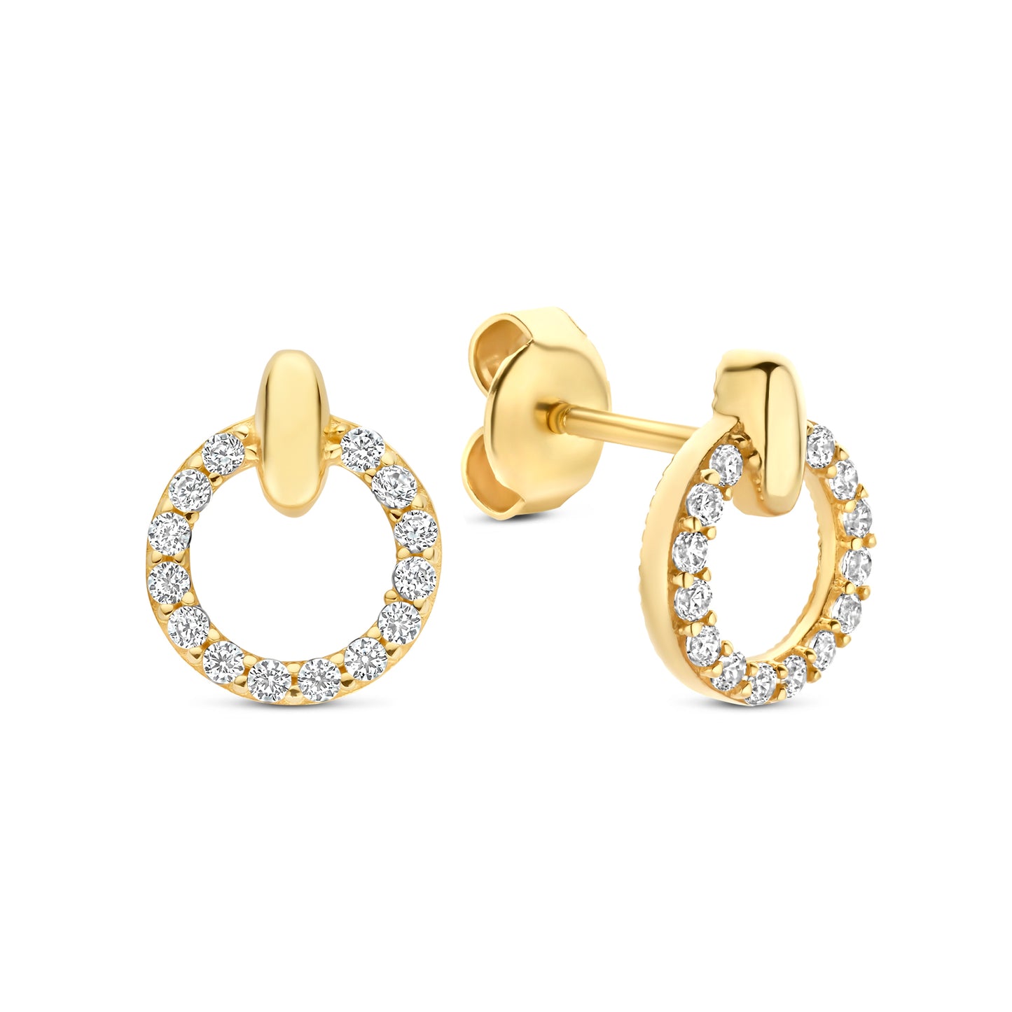 Monte Napoleone Irene 9 karat gold ear studs with zirconia stones - Beloro jewels