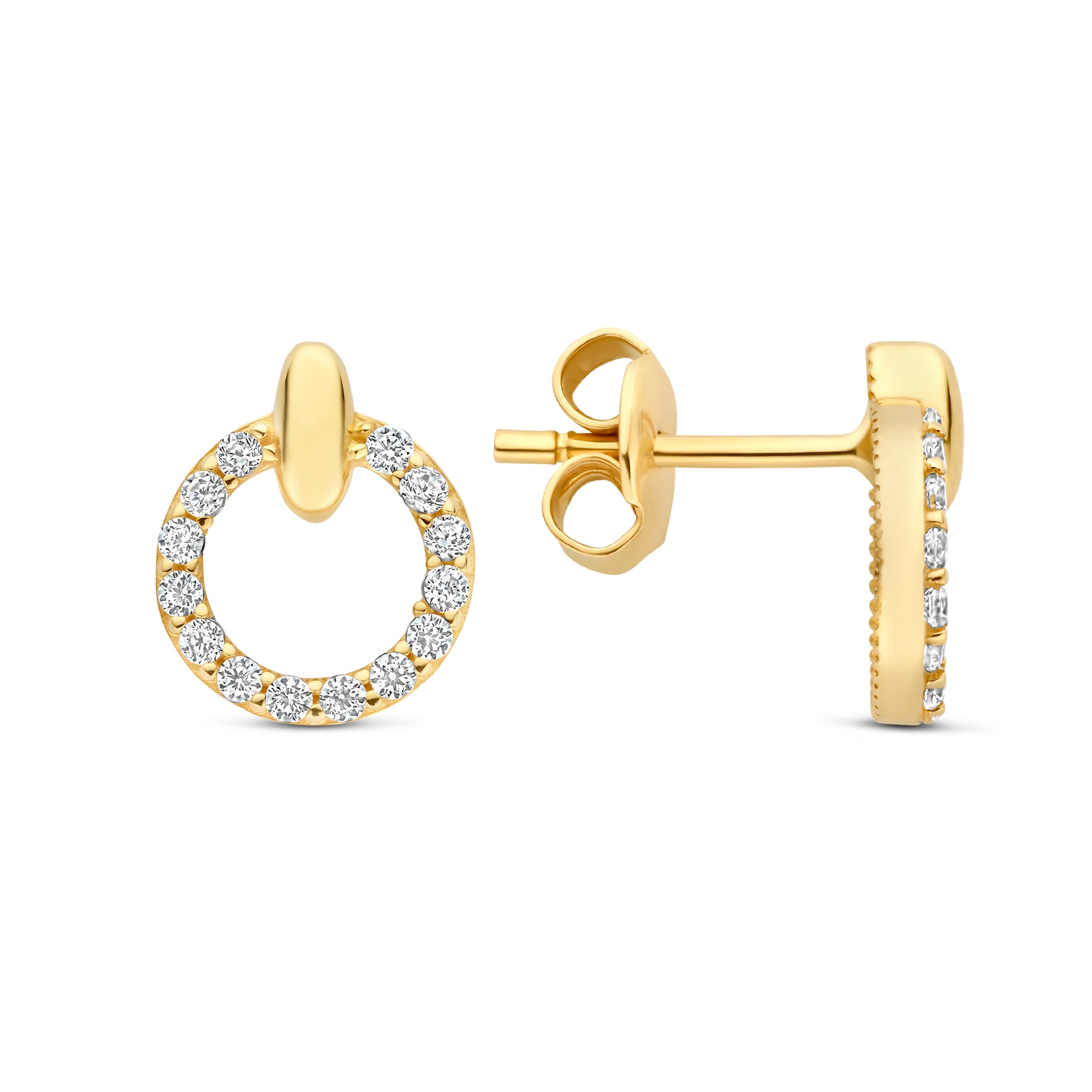 Monte Napoleone Irene 9 karat gold ear studs with zirconia stones - Beloro jewels