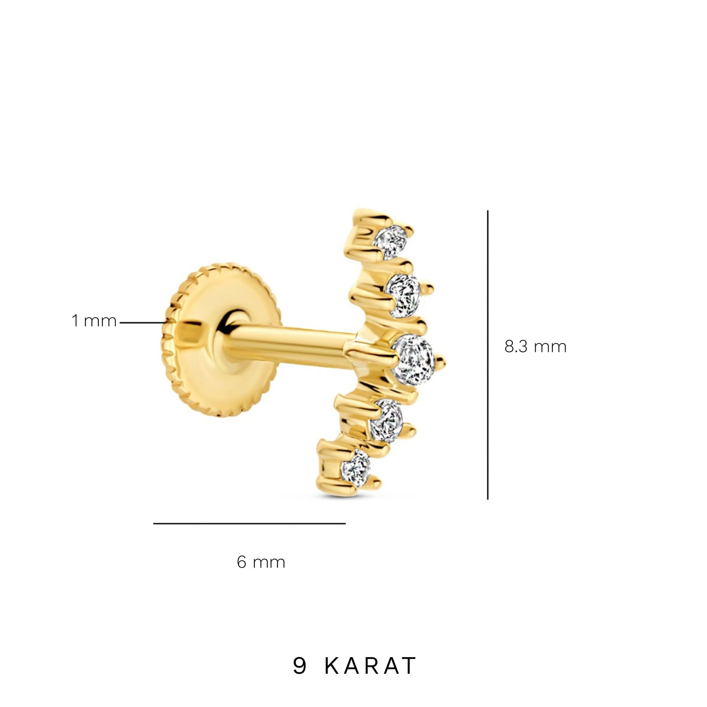 Navigli Isidora 9 karat gold piercing - Beloro jewels