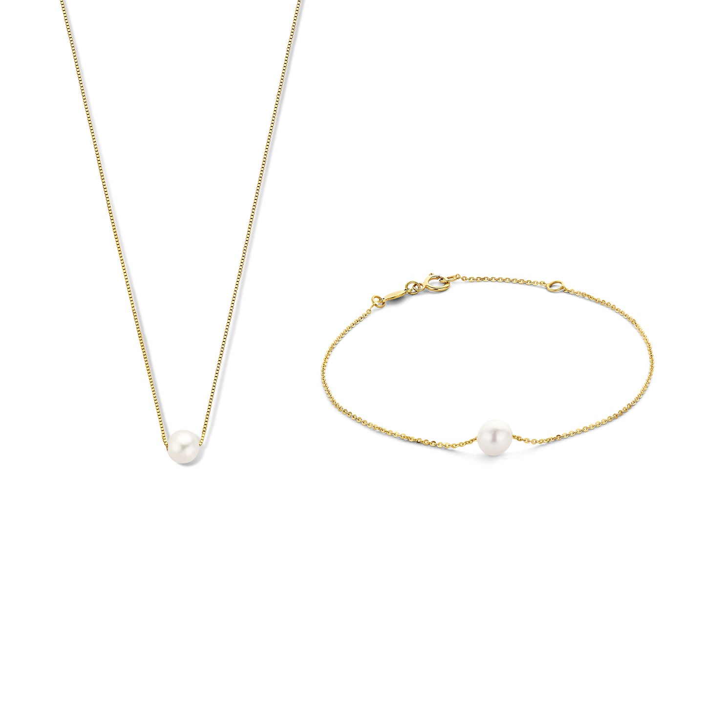 Regalo d'Amore 9 karat gold necklace and bracelet gift set with pearls - Beloro jewels