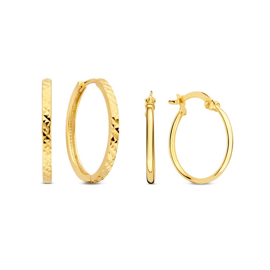 Regalo d'Amore 9 karat gold hoop earrings gift set - Beloro jewels