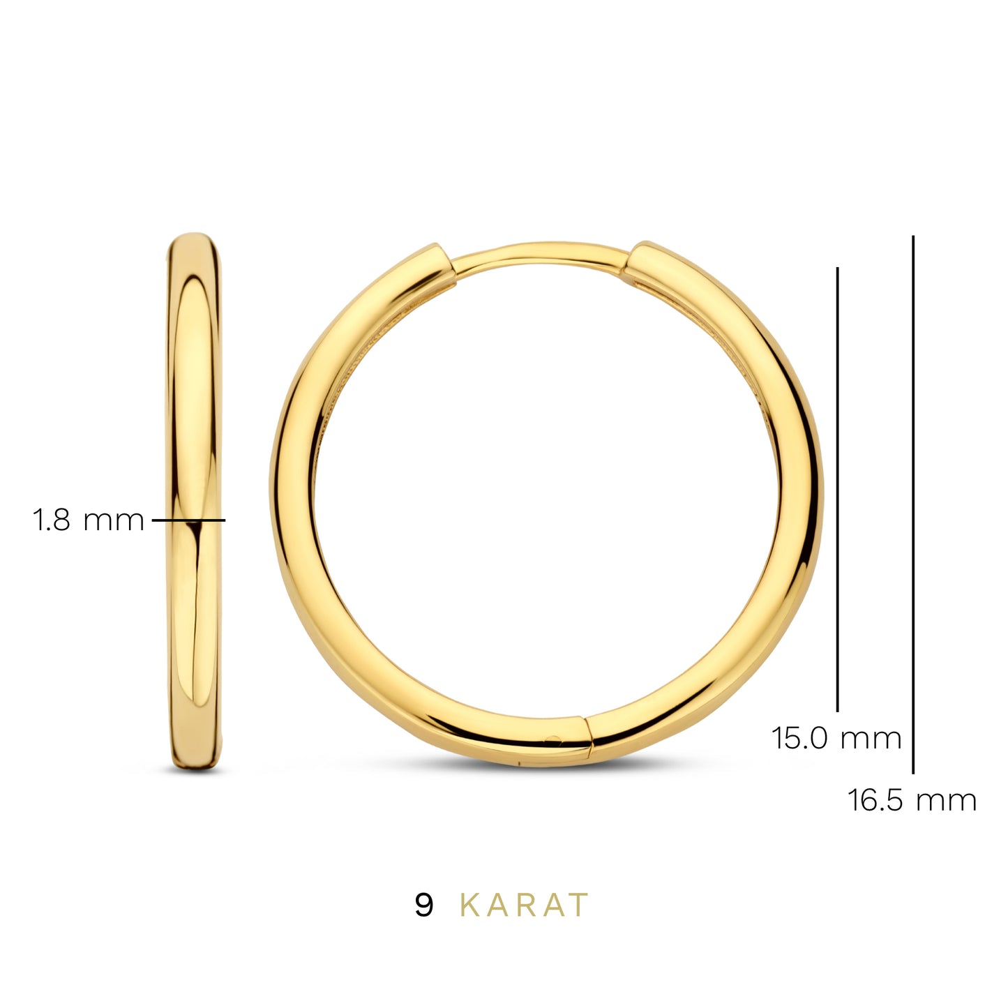 Regalo d'Amore 9 karat gold hoop earrings gift set - Beloro jewels