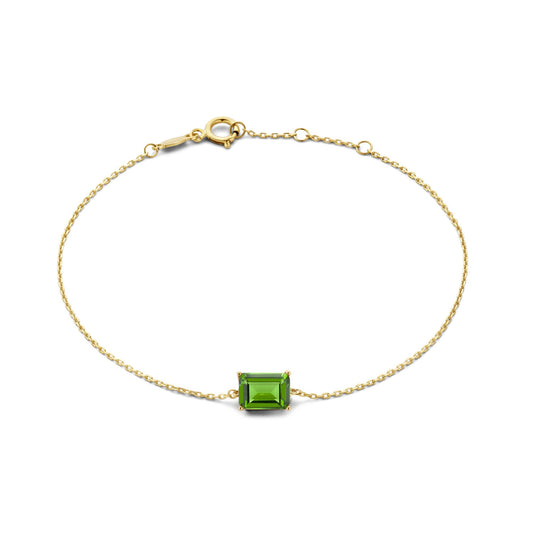 La Milano Colori Verdi 375er Goldarmband mit grüne Zirkonia