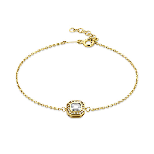 Monte Napoleone Sofia 9 karat gold bracelet with white zirconia stone - Beloro jewels