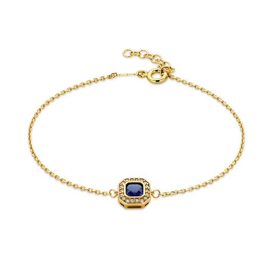 Monte Napoleone Sofia 9 karat gold bracelet with blue zirconia stone - Beloro jewels