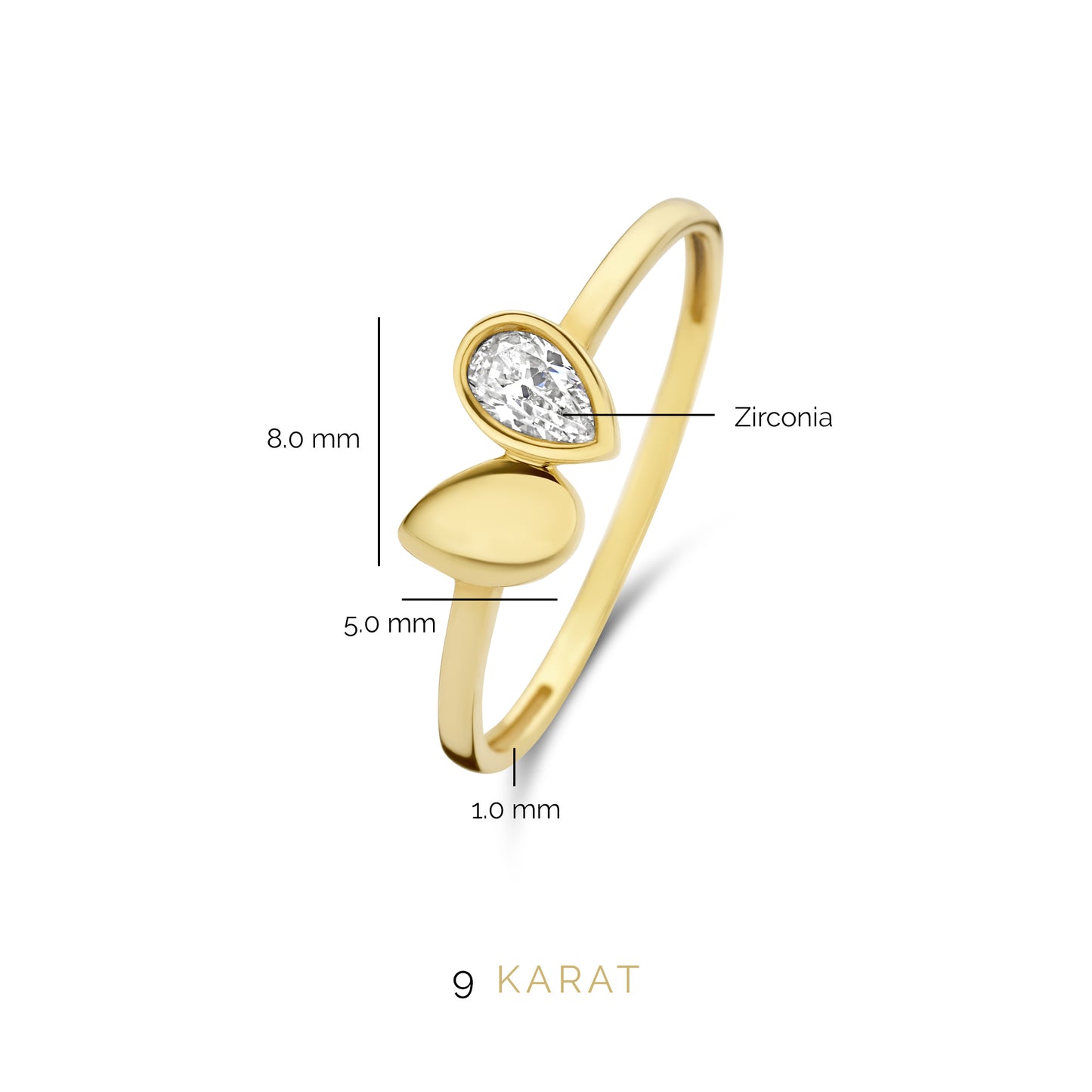 Monte Napoleone Natalia 9 karat gold ring with zirconia stones - Beloro jewels