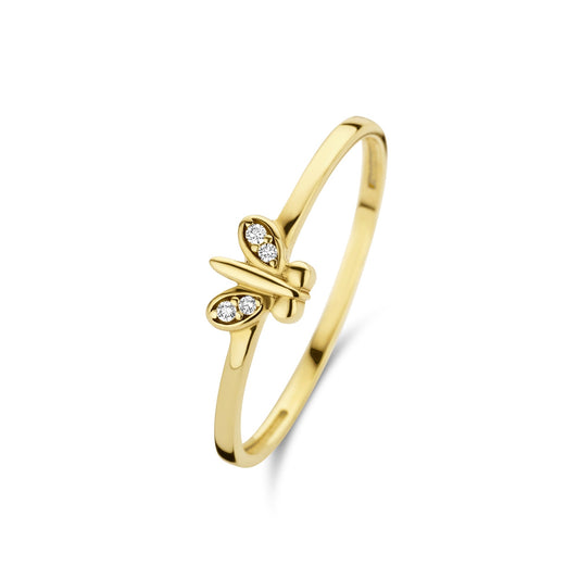 Della Spiga Farfalla anello in oro 9 carati con zirconia