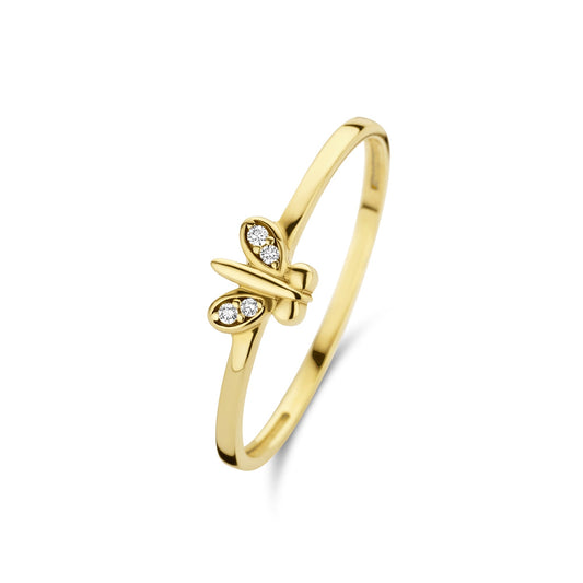 Della Spiga Farfalla 9 karat gold ring with zirconia stones - Beloro jewels