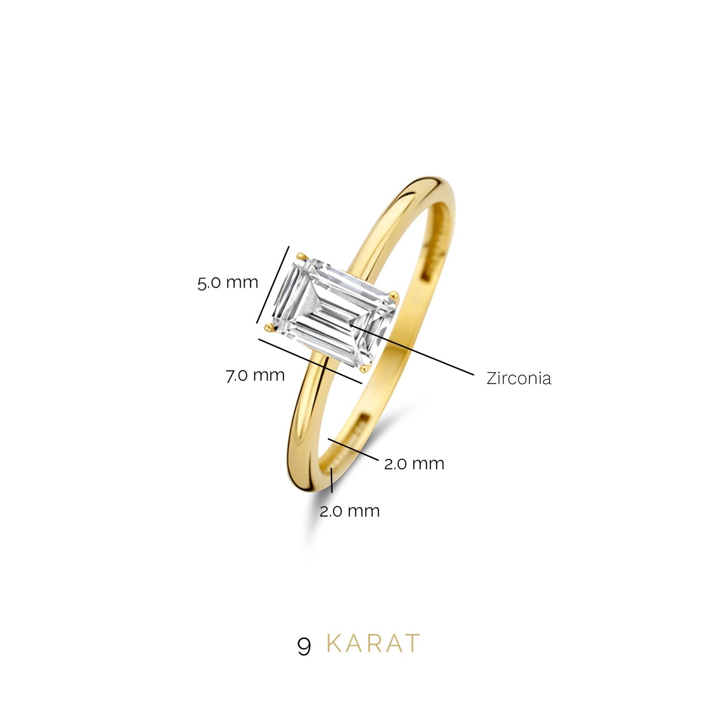 La Milano Colori Byanca 9 karat gold ring with white zirconia - Beloro jewels