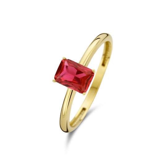 La Milano Colori Rosetta 9 karat gold ring with red zirconia