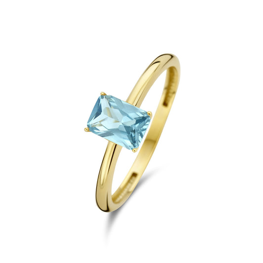 La Milano Colori Aurora 9 karat gold ring with blue zirconia